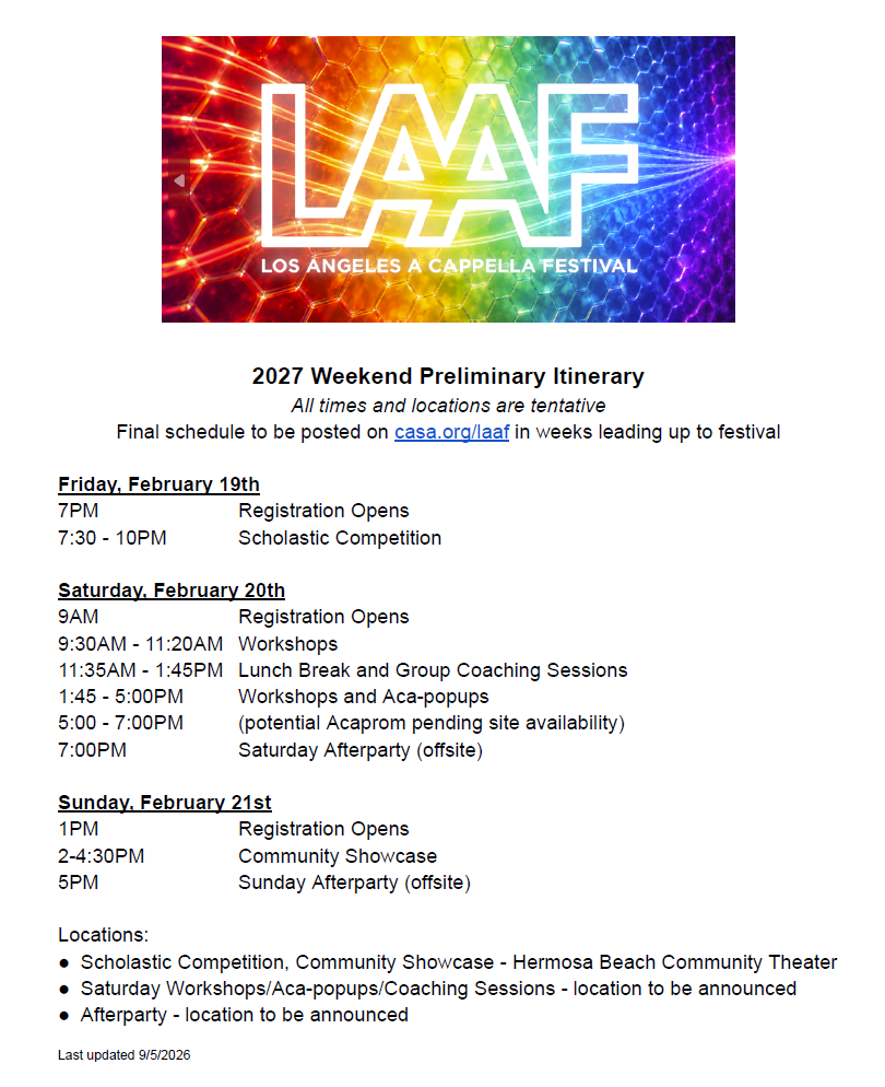 laaf 2027 itinerary 9-13-26